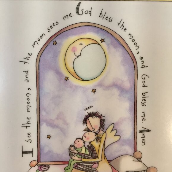 Angel Art by Claire Stoner Arts 2004 Tile Plaque I SEE THE MOON & THE MOON SEES - Picture 2 of 3